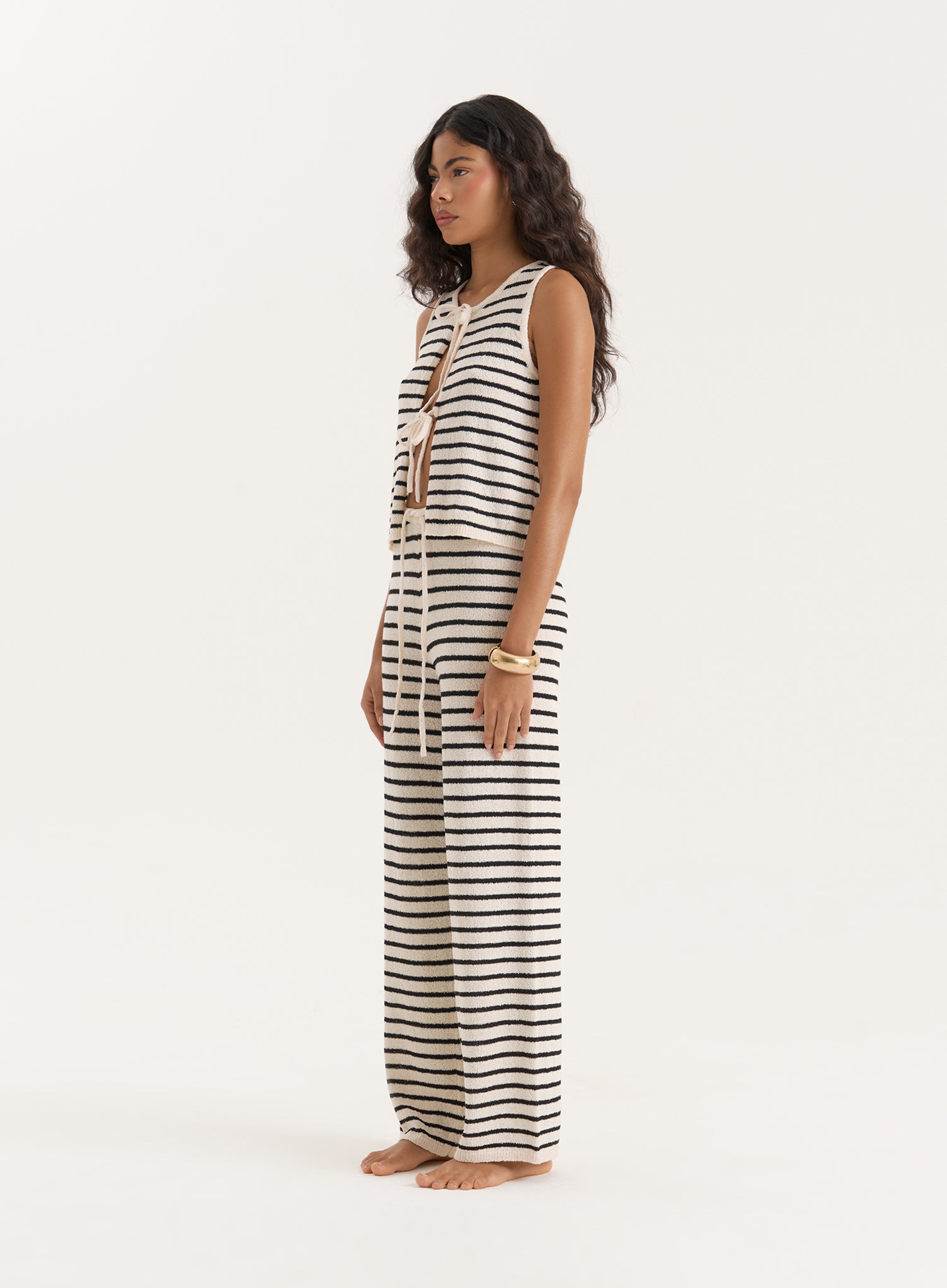 Striped Knitted Wide Leg Trouser